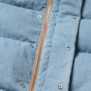 Blouson matelassé bleu clair à col montant, fermeture éclair, coupe-vent, décontracté, pour l'hiver, longueur courte, unisexe, rembourrage en polyester - Product Image 6