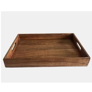 Bandeja de madera de 3 piezas con asa, apilable para mostrador de cocina, mesa de centro, sala de estar, bandeja de servicio para desayuno, plato de madera - Product Image 3