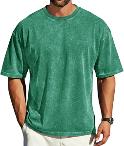 เสื้อยืดทรงหลวมแบบดรอปโชว์เดอร์ ล้างสีแบบแอซิดวอช น้ำหนัก 280 กรัม คอกลม แขนสั้น สีพื้น สไตล์วินเทจ สำหรับผู้ชายและผู้หญิง - Product Image 1