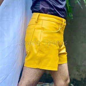 Pantalones Cortos de Cuero para Hombre, para Uso en Exteriores y Gimnasio, con Bolsillos, Estilo Casual, 100% Cuero - Product Image 4