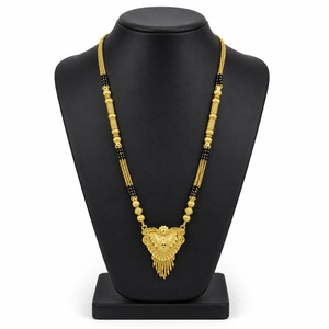 Mangalsutra largo de oro de 24 quilates al por mayor para mujeres casadas, mangalsutra tradicional para bodas, mangalsutra de uso diario con acabado dorado. - Product Image 1