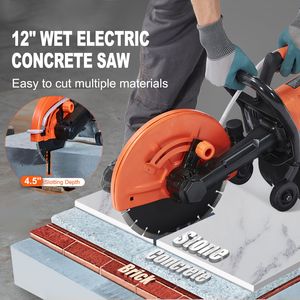 Scie à disque électrique humide 1800W pour la découpe du béton, 12 pouces, profondeur réglable de 4,5 pouces par scie murale - Product Image 2