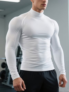 Conjuntos Deportivos de Compresión para Hombre, Hechos a Medida, Transpirables, Ligeros, 100% Algodón, Diseño Sólido, para Entrenamiento de Invierno - Product Image 1
