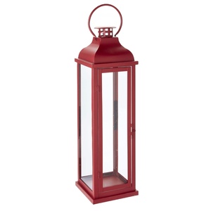 Vintage <b>Red</b> Metal Hanging Lanterns With Handle Indoor Outdoor Decorative Iron Glass Lantern For Home And Wedding Garden Decor - Product Image 1