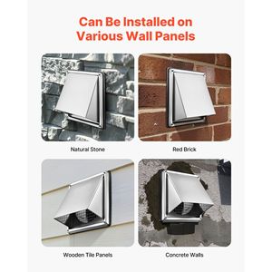 Copertura per presa d'aria quadrata da 4 pollici in acciaio inossidabile di alta qualità, per tetto a falda, con griglia di ventilazione esterna e protezione integrata S - Product Image 6