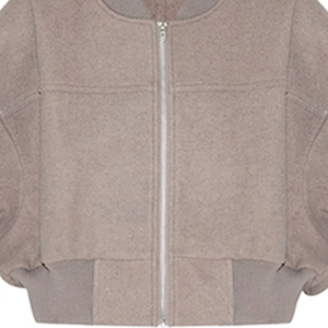 Chaqueta Bomber Corta Unisex con Mangas Fruncidas en Tono Taupe Teñido, Estilo Urbano, con Cierre, de Lana Sintética, Casual, Impermeable y Resistente al Viento - Product Image 5