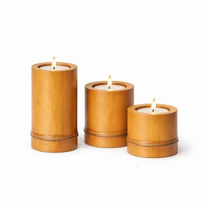 Portavelas de bambú de madera, OEM, personalizados, al por mayor |   Aqdus Saleem India - Product Image 1