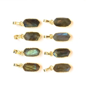 Coszcalt Exports Labradorite Faceted Point Charm Pendant Gold Electroplated <b>Edges</b> 925 Silver Vintage Unisex Certified Jewelry - Product Image 4