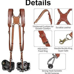 Leather <b>Camera</b> Harness Dual Strap Chest Rig for DSLR Mirrorless Cameras Comfortable Adjustable Photography Equipment - Product Image 6