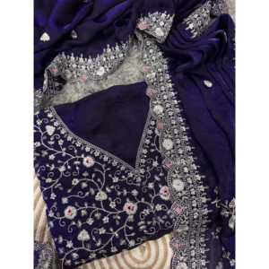 Designer Women's <b>Saree</b> with Sequins and Zari Embroidery Beautiful Set - Product Image 3