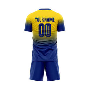 ชุดเสื้อฟุตบอลแบบซับลิเมชั่นสั่งทำพิเศษ ผ้าโพลีเอสเตอร์ 100% กันน้ำ แห้งเร็ว กางเกงขาสั้น ชุดยูนิฟอร์มฤดูร้อนสำหรับผู้ใหญ่แบบ unisex  โลโก้หลายตำแหน่ง - Product Image 3