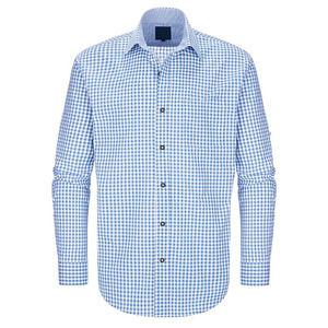 Chemise d'Oktoberfest pour homme, bleu et blanc, manches classiques, col rond, imprimé traditionnel bavarois allemand, 100% coton, 220 grammes, séchage rapide - Product Image 3