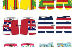 Short de bain mi-long OEM à séchage rapide avec cordon élastique, short de surf, short de plage uni, personnalisé, imprimé numériquement, 100 % polyester - Product Image 3