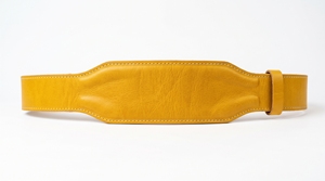 Ceinture de musculation Dumela 100 mm en cuir de vachette, boucle à ardillon, impression par transfert thermique jaune, style décontracté et durable - Product Image 2