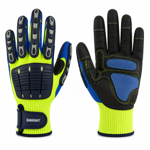 Mechanical Safety <b>Gloves</b> Orange Black PU Anti-Slip <b>Knit</b> Wrist General Purpose - Product Image 5
