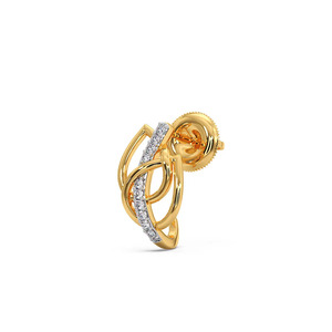 Golden <b>Infinity</b> Loop Diamond Stud <b>Earrings</b> - Product Image 3
