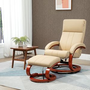Fauteuil inclinable électrique en similicuir beige avec repose-pieds, 10 points de vibration, télécommande, canapé sectionnel pour salon - Product Image 2