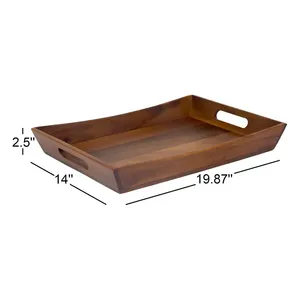 Bandeja de madera de lujo hecha a mano, estilo vintage real, bandeja de madera de alta gama para servir, para hoteles de 5 estrellas, chapada. - Product Image 3