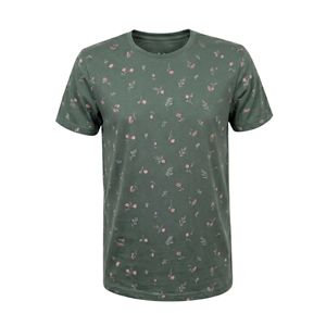 Olive Green <b>Repeating</b> Motif Printed T-Shirt Premium Quality Crew Neck Flamingo Pattern Organic Cotton Casual T Shirts - Product Image 1
