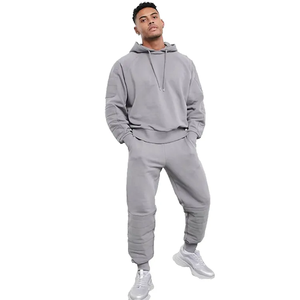 Ensemble de survêtement unisexe gris 100% coton, logo personnalisé, coupe décontractée, survêtement pour homme adulte - Product Image 3