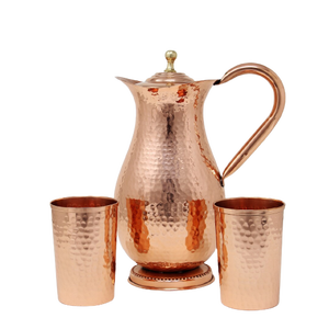Pichet à eau en cuivre au design élégant Design floral en relief Articles utilitaires de cuisine à l'aspect unique Vaisselle à usage polyvalent - Product Image 4