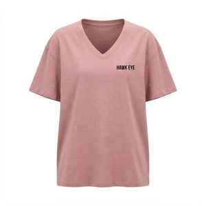 <b>Women's</b> Pink <b>V</b>-<b>Neck</b> Short Sleeve <b>T</b>-<b>Shirt</b> Loose Fit 100% Cotton Casual Jersey Print Logo Top - Product Image 6