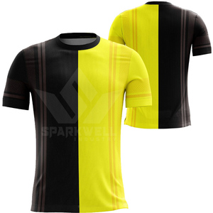 Camiseta de Fútbol para Hombre, Color Negro y Amarillo, Cuello Redondo, Manga Corta, Absorbe la Humedad, Ajuste Atlético, 100% Poliéster Sublimado - Product Image 4
