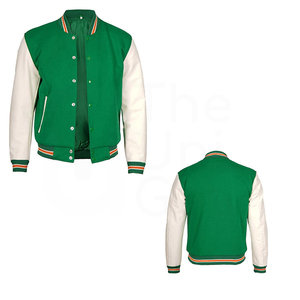 เสื้อแจ็คเก็ตวาร์ซิตี้สีเขียว แขนสีขาว ปกคอพับ ติดกระดุม สไตล์ลำลอง ทรงปกติ สำหรับผู้ชาย ใส่ได้ในฤดูใบไม้ร่วง - Product Image 6