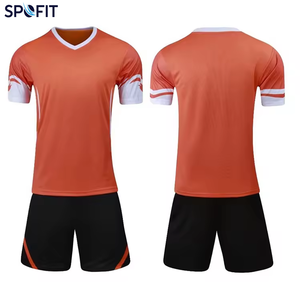 Maillot de football noir pour homme SPOFIT, col en V, manches courtes, respirant, anti-transpiration, séchage rapide, uniformes pour adultes - Product Image 5