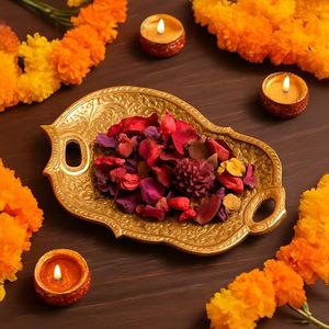 Golden Art Deco Decorative Serving Tray Heat Resistant Handle Gold-Plated Aluminium Platter for Home Decor Coffee <b>Table</b> Wedding - Product Image 6