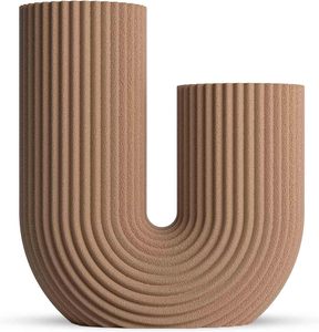 Vase en céramique minimaliste en forme de U, texturé et côtelé, pour décoration de table, design artisanal, favori des clients - Product Image 4