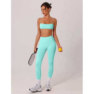 Conjunto de Yoga sin Mangas para Mujer con Sujetador Deportivo con Relleno, Leggings de Cintura Alta de Secado Rápido, Ajuste Ceñido, Ropa Deportiva de Nailon y Spandex - Product Image 6