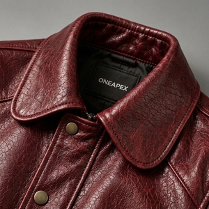 <b>Men</b> <b>Red</b> <b>Leather</b> Turn-down Collar Zipper <b>Jacket</b> Racing Biker <b>Jacket</b> Custom <b>Leather</b> Riding <b>Jacket</b> Wholesale Manufacture - Product Image 6