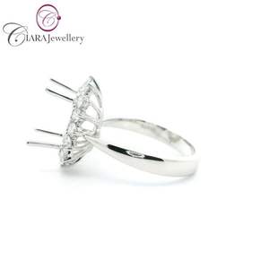 แหวนเพชรธรรมชาติ18K AU750สีขาว/สีเหลืองทองสองโทนสีขนาด12X9มม. แหวนหมั้นแต่งงานสไตล์คลาสสิก - Product Image 2