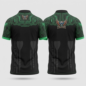 Maillot de sport sublimé KhumBro personnalisé pour homme, noir et vert, à manches courtes, anti-humidité, coupe classique pour adulte - Product Image 2