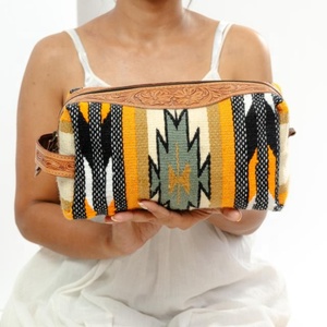 Hand <b>Tooled</b> Dopp <b>Kit</b> for Men & Women Western Cowhide Floral Hanging Toiletry <b>Bag</b> Genuine Leather Makeup Organizer Cosmetic <b>Bags</b> - Product Image 2