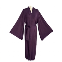 Robe kimono musulmane personnalisée avec logo, légère, ouverte sur le devant, col en V, longueur intégrale, fermeture à cordon, abaya de luxe écologique à séchage rapide