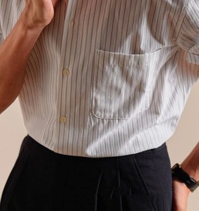 Camisa Casual de Manga Corta para Hombre, de Algodón Popelín a Rayas, con Cuello Clásico, Transpirable, para Verano - Product Image 2