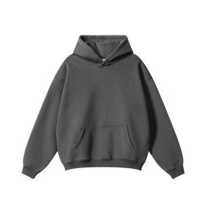 <b>Men's</b> <b>Brown</b> Hooded Fleece Sweatshirt Oversized Casual Solid Color Pocket Pullover Autumn Knitted 100% Cotton Regular Sleeve - Product Image 6