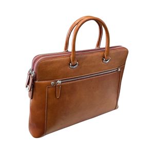 Maletín Unisex de Cuero Genuino, Suave, Casual, Azul Marino, Cierre de Cremallera Dorada, Impermeable, Ecológico y Ligero - Product Image 6