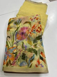 Sari Indio Exclusivo de Lino con Estampado Digital, para Verano e Invierno, de Secado Rápido, Elegante, Étnico, Festivo, para Novias - Product Image 6