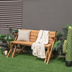 Conjunto de Jardín de Madera Intercambiable 2 en 1, Mesa de Picnic y Banco con Orificio Integrado para Sombrilla - Product Image 2