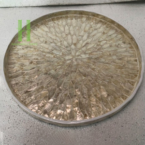 Mother of Pearl Serving Tray for Elegant Dining Table Decoration Luxury Bohemian Eco-Friendly Charger <b>Plates</b> for Weddings - Product Image 6