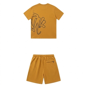 Casual Summer Hip Hop Polo Shirts Sets Cotton Polyester <b>Pullover</b> <b>Mens</b> Custom Logo Tracksuit T-Shirt and Short Set with Zipper - Product Image 5