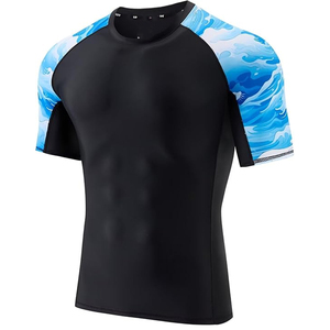 Men Athletic Compression <b>T</b> Shirt Rash Guard Short Sleeve Swim Shirt UV Protection Quick Dry OEM Supplier - Product Image 5
