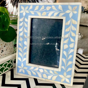 Marco DE FOTOS rectangular con incrustaciones de hueso turquesa ecológico de lujo con tamaños personalizables Pantalla elegante de alta demanda para fotos - Product Image 1