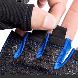 Gants de fitness mi-doigts en maille noire et rouge avec sangle de poignet réglable, unisexe, pour l'entraînement en salle de sport, amélioration de la préhension - Product Image 6