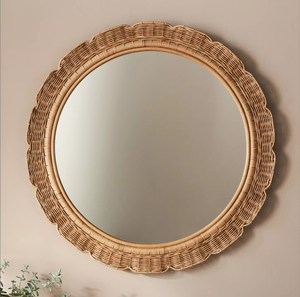 Espejo de Pared de Ratán Personalizado, Marco de Mimbre Tejido a Mano, Espejo Decorativo Boho Natural para Sala de Estar, Dormitorio - Product Image 2