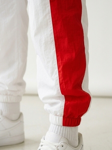 Survêtement Homme Rouge et Blanc à Blocs de Couleurs, Fermeture Éclair Intégrale, à Capuche, Décontracté, Sportif, Respirant, en Polyester Léger, Coupe Classique, Hiver - Product Image 5