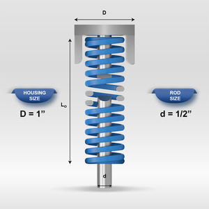 Resorte de compresión azul Mollificio Bordignon USB de sección ovalada con carcasa de carga media, diámetro: 1, diámetro de la varilla: 1/2, longitud libre: 7 pulgadas - Product Image 1
